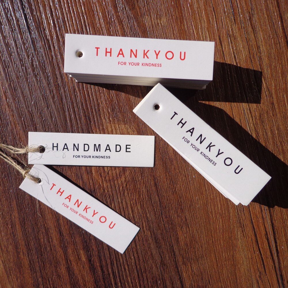 Etiquetas de de papel Kraft hechas a mano, 500 Uds., etiquetas de embalaje de agradecimiento, etiqueta de nota de recuerdo de de boda con cuerdas