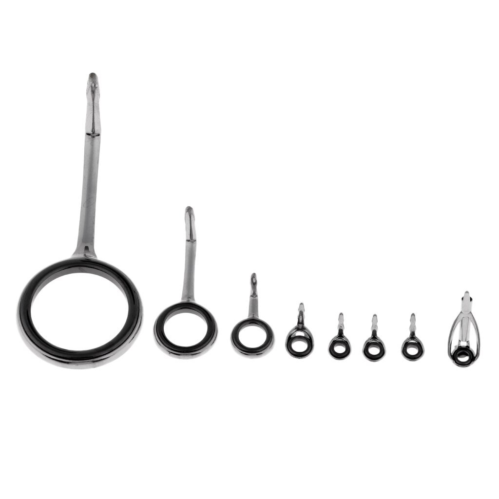 8 Pieces Fishing Rod Guides Tip Ring Spinning Telescopic Surf Casting Rod Guides 2mm 3.5mm 5.5mm 8.8mm 19.3mm Fishing Accessory