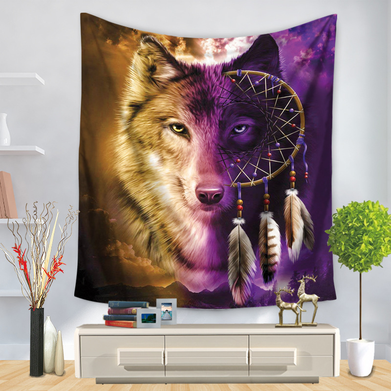 Tausta seinälle roikkuu tribal animal lakanat wolf tapestry kodin sisustus rantamatto eläimet susi tapestry: 4 / 1500 x 2000mm