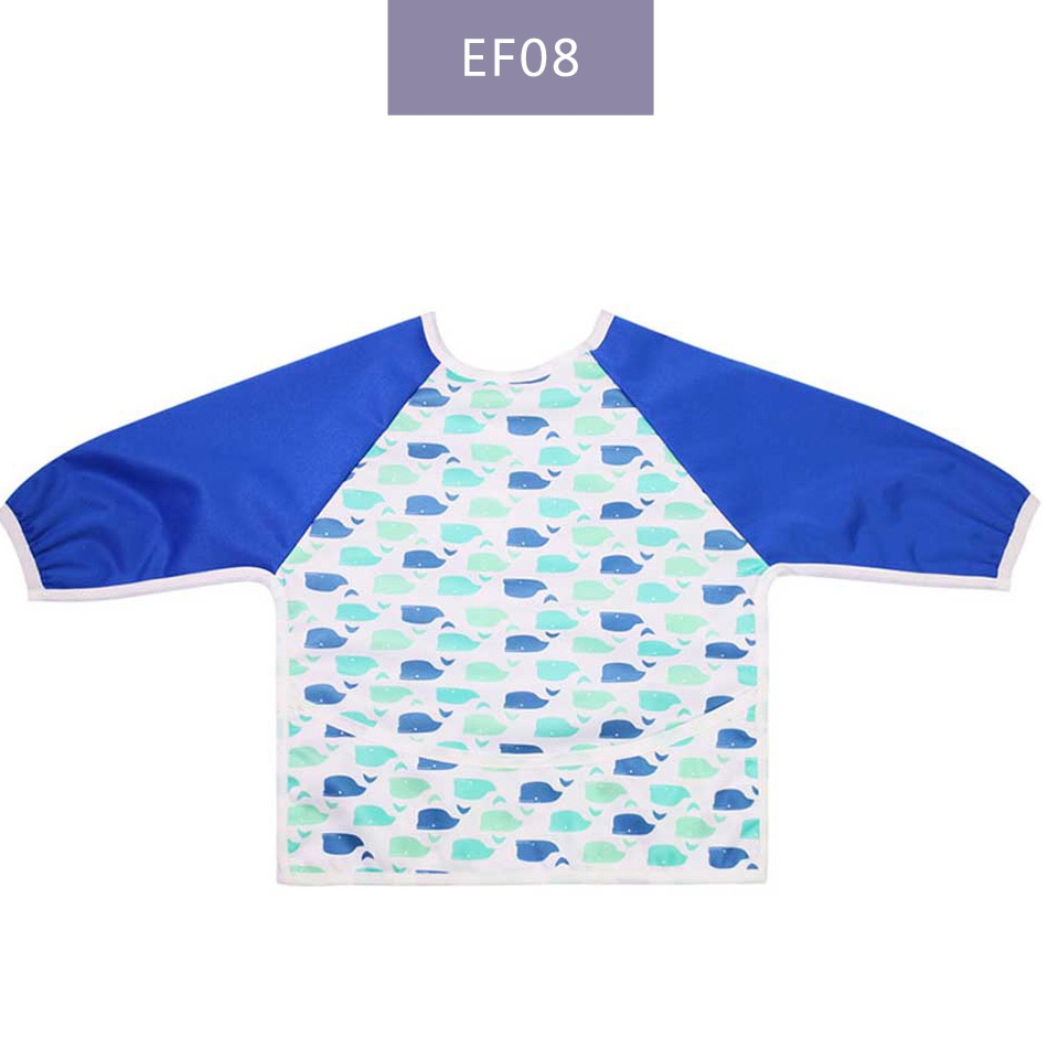 Elinfant babero de manga larga Baberos impermeables para bebés y niños pequeños con bolsillo peso ligero babero lavable biberones de alimentación de un tamaño: EF08