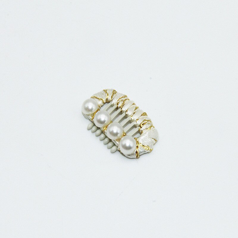 Pinza de acero para perros, Accesorios de belleza para el pelo de Yorkshire, decoración de perlas, BB, 1 pieza: off white