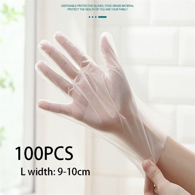 100 stück Einweg TPE Handschuhe Von transparent Vinyl TPE Handschuhe Latex-freies Für Friseur Saubere Handschuhe Für Labor: L