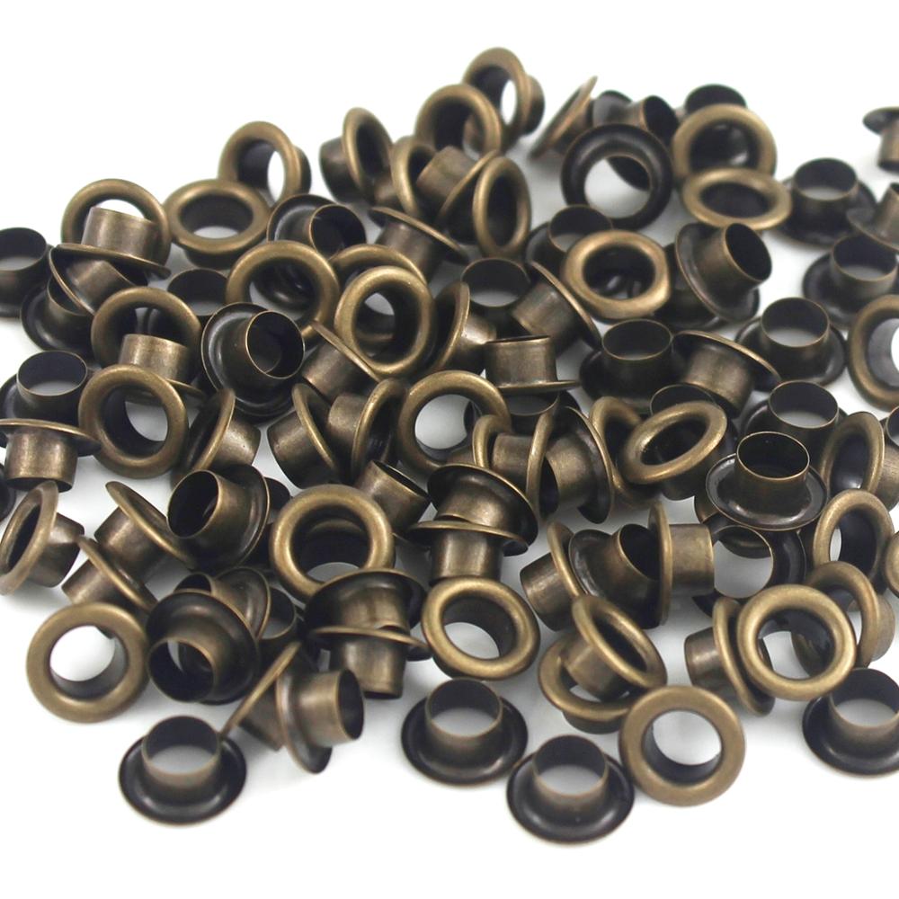 Œillets en laiton de 5mm avec rondelle, anneaux ronds pour chaussures, sac, chapeau, ceinture, 100 ensembles, #300