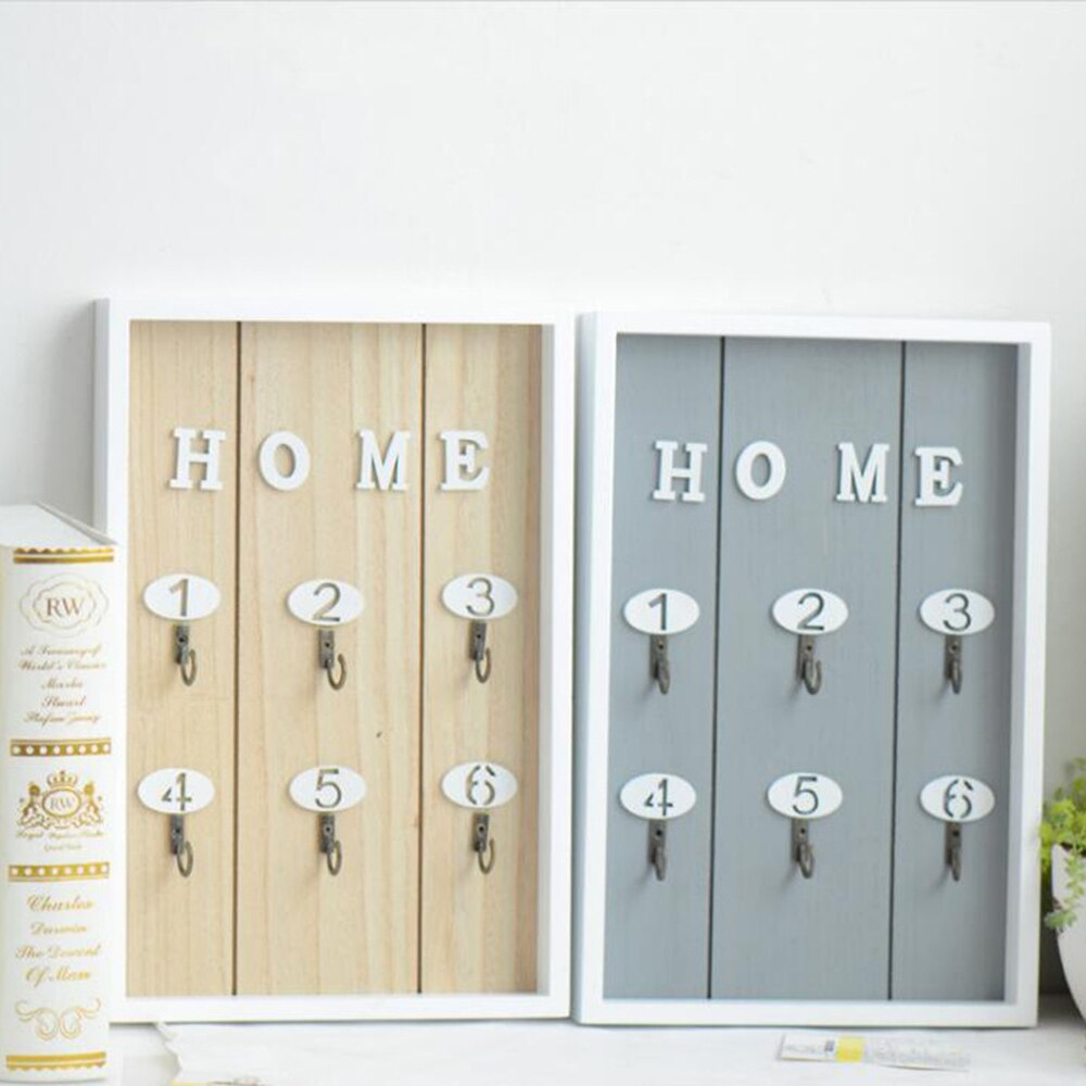 Wall Mounted Key Holder Wooden Key organizer Hanger with 6 Hook Wall Decorative Holder key holder wall minimalist wall hook WF