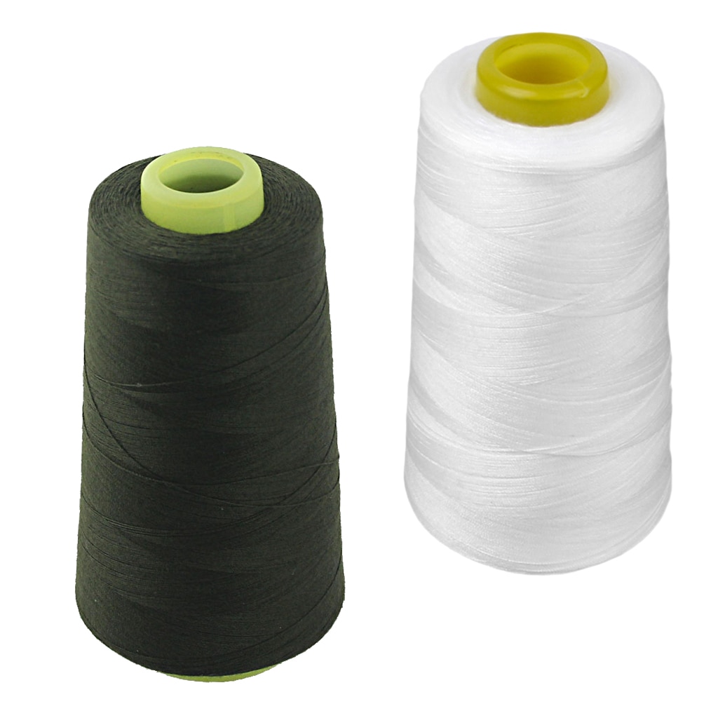 Conos de hilo de coser de poliéster negro blanco para bordado, punto de cruz, mano o máquina de coser
