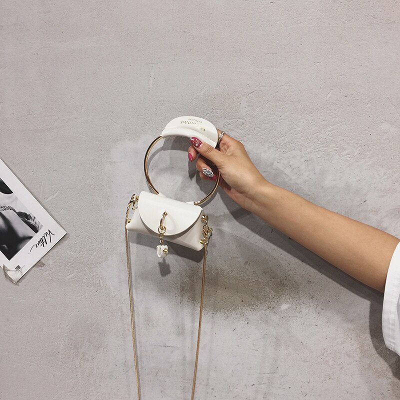 Dames mini tote bag zomer leren dames handtas ketting schoudertas messenger bag bolsos mujer: 13 cm witte