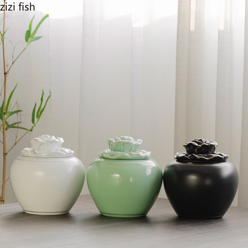 Large Tea Tin Ceramic Airtight Jar Tea Caddy Moisture-proof Tea Box Tea Container Tea Organizer Storage Tank Storage Box Tea Can