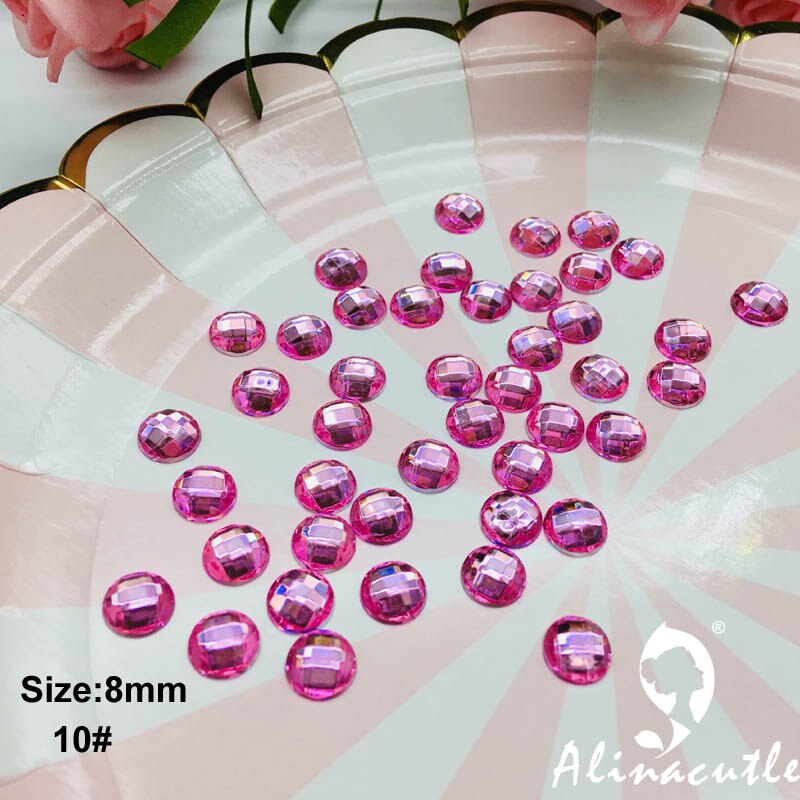 140pc 8mm gems diamond flat back flat back round crystals Stone Stickers gem DIY handmade Art Crafts Scrapbooking crystals