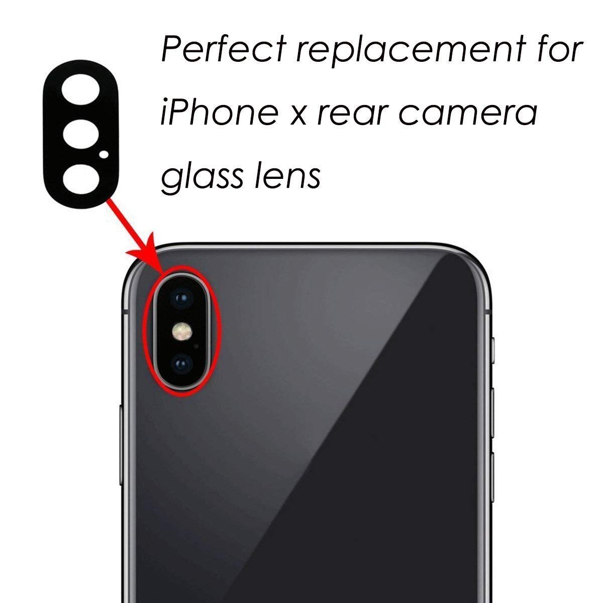 OEM Rear Camera Glass Lens Cover Replacement for iPhone X Original with Tool Kit and Ahesive Preinstalled