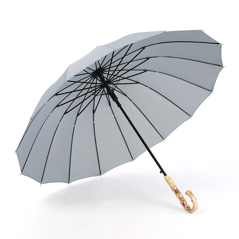 Paraguas de lluvia largo y fuerte con mango de bambú Yesello para hombres y mujeres, Parasol de estilo japonés de fibra de vidrio de 16K: 5