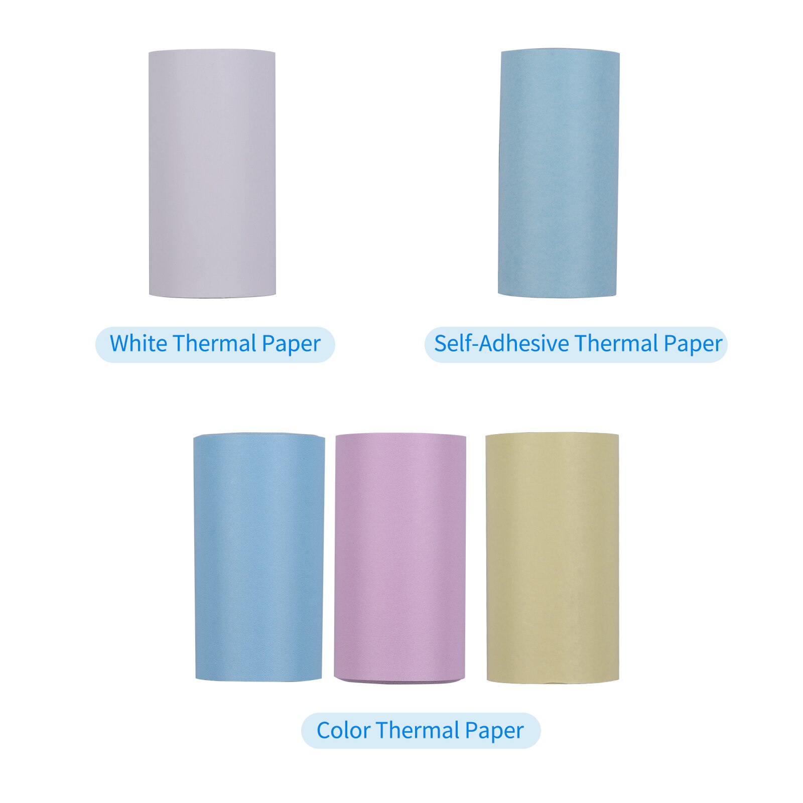 5PCS Color Thermal Paper Roll Set 57x30mm/2.17x1.18in Photo Picture Receipt Memo Printing for Peripage/Paperang Pocket Printer: Default Title