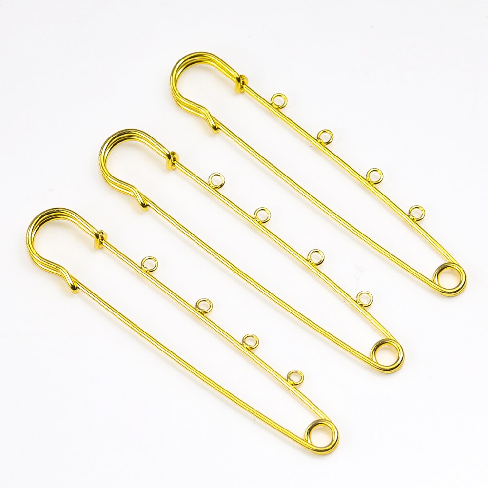5 uds alfileres de seguridad broche grande 4 broches de agujeros hebilla conclusiones los conectores para fabricación de joyería DIY accesorios bolsa de ropa Pin de sombrero: Oro
