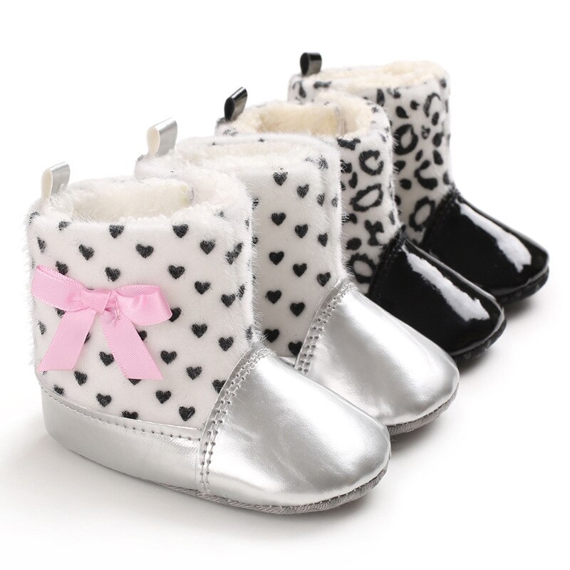 Focusnorm yenidoğan bebek kışlık botlar kız PU beşik ayakkabı kaymaz yumuşak taban Prewalker Sneakers kaymaz kar kalın ayakkabı 0-18M