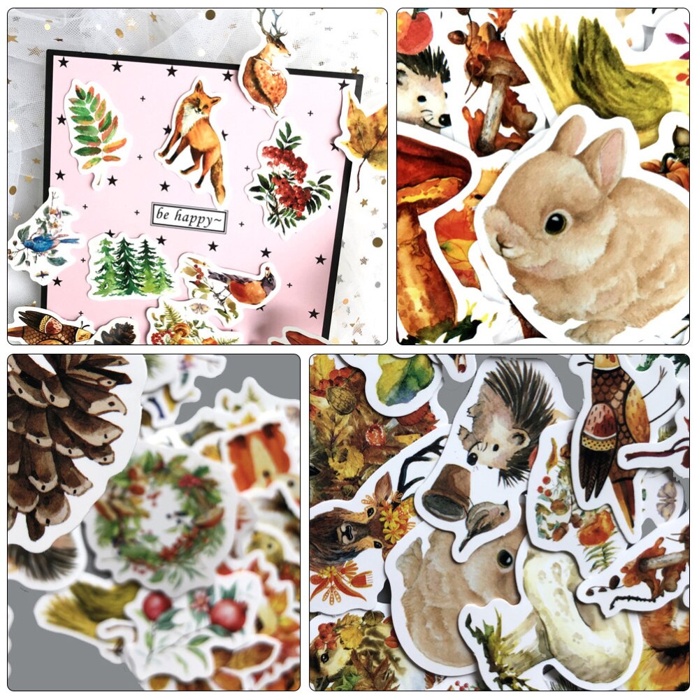 47 stuks zelfklevende mooie papieren stickers graffiti stickerset dierenvorm stickers voor kinderen en volwassenen