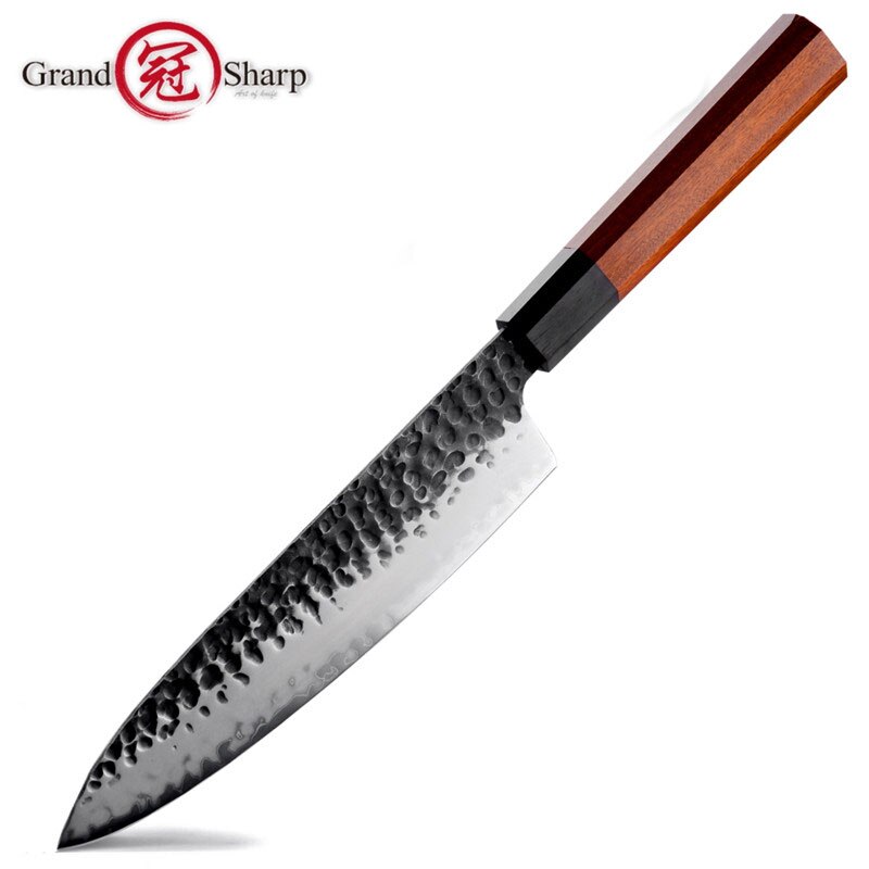 Japanese Chef Knives Set 3 Layers AUS-10 Steel Meat Cleaver Salmon Fish Filleting Santoku Knife GRANDSHARP: chef knife