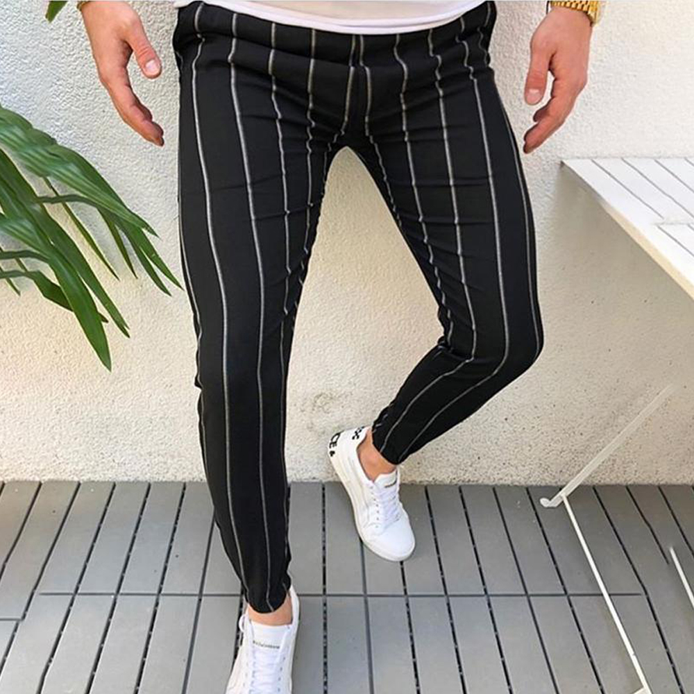 Men Dress Pants Men's Skinny Casual Trousers Slim Fit Business Pants Formal Striper Pants Slacks Trousers