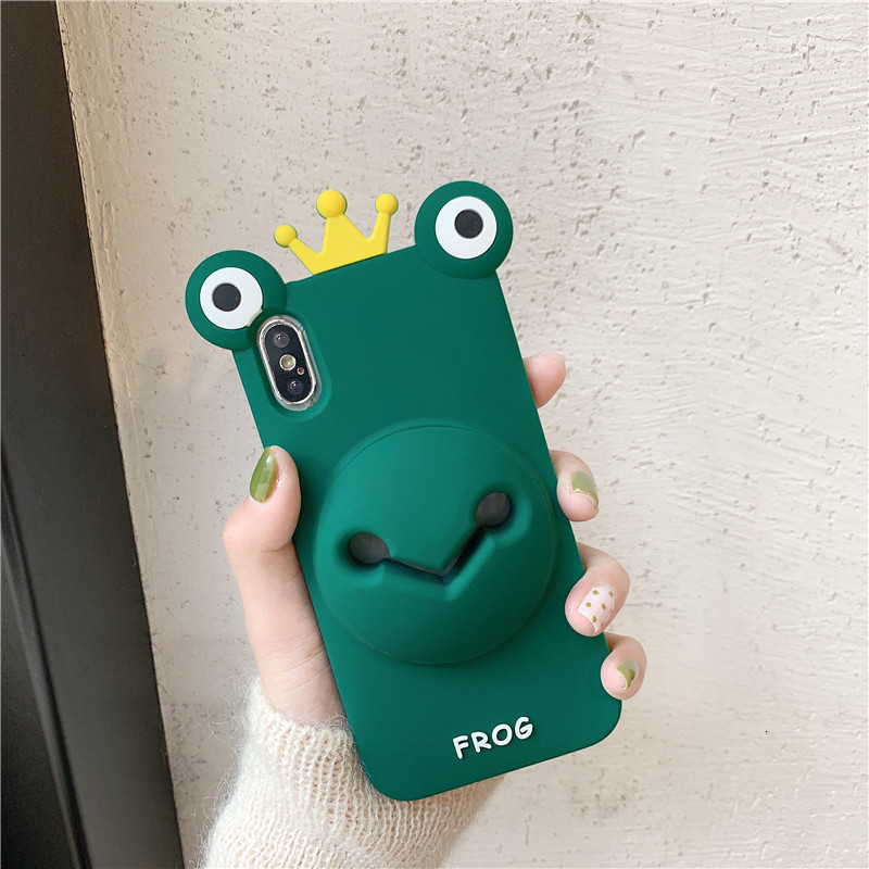 Cartoon cute frog pig silicone 8plus for Apple x hand shell XS Max Xer personal creativity for iPhone full soft shell