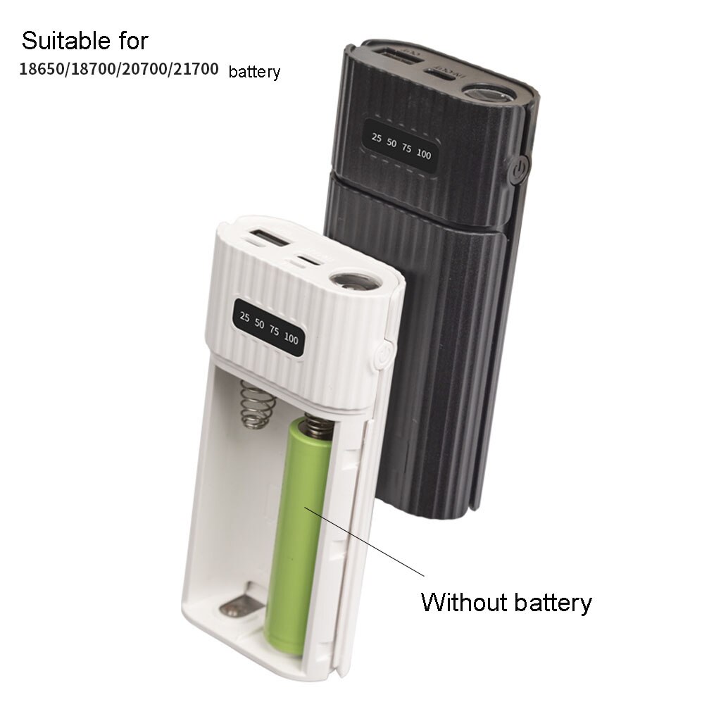 Diy 18650 21700 Batterij Power Bank Kit Doos Met QC3.0 Usb + Type C Pd Output Led Zaklamp Mobiele Lader voor Mobiel