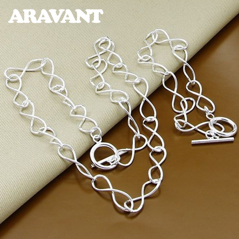925 Silver Jewelry Set Necklace Bracelet Set For Women Party Jewelry