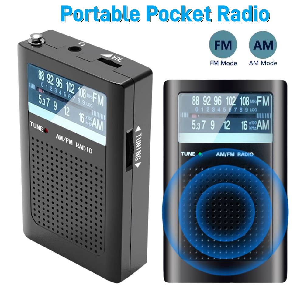 AM FM Radio Pocket Radios Built-in Antenna Battery Operated with Loud Speaker Dual-channel Stereo for Elderly