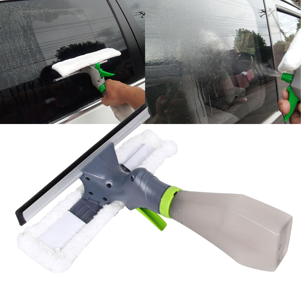 3 In 1 Window Cleaner Spray Dry Scraper Features Atomizing Nozzle Bottle Wiper Microfibre Cloth Pad Kit Car Glass Clean Brush