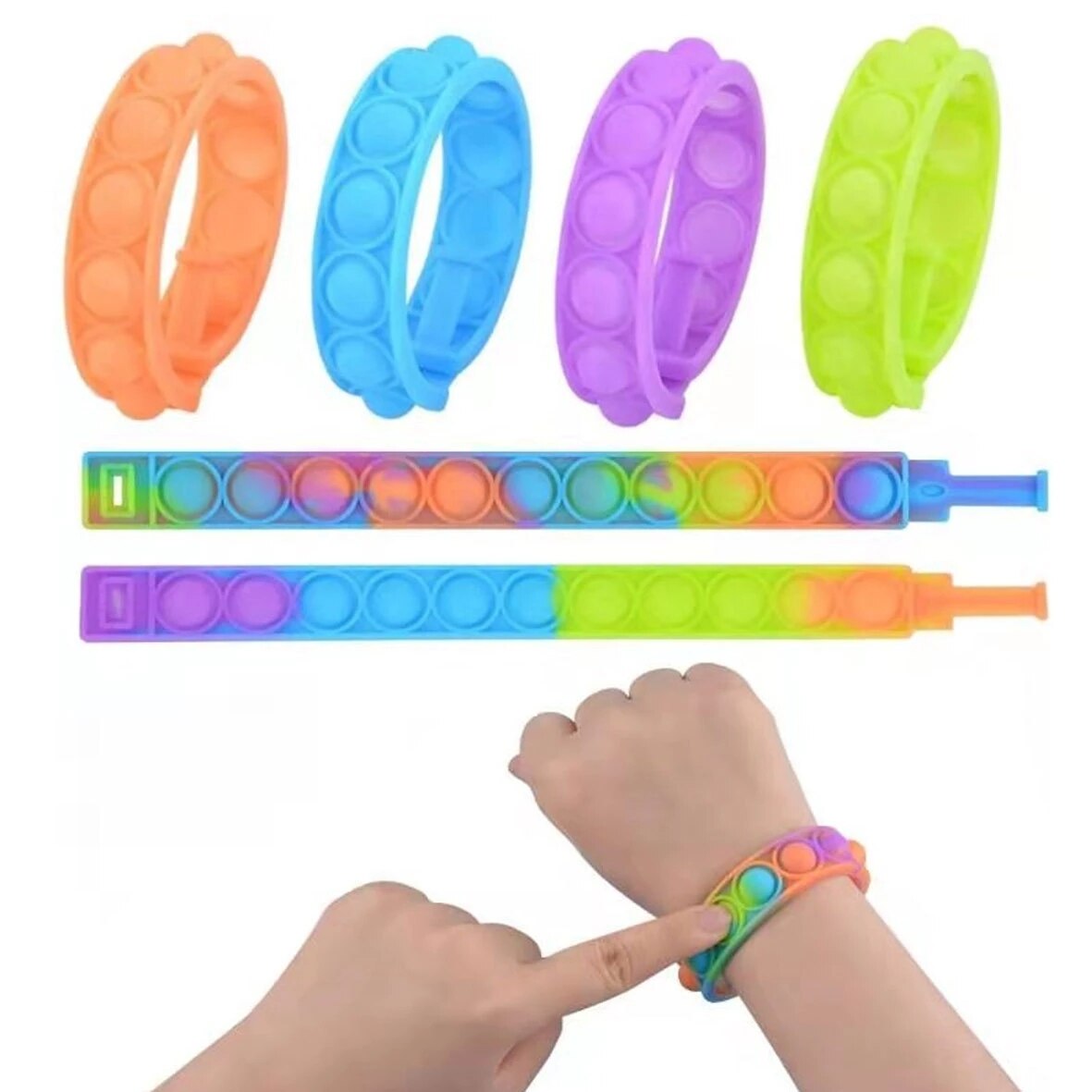 Fidget Speelgoed Voor Kinderen Push Bubble Kuiltje Armband Decompressie Speelgoed Volwassenen Anti Stress Reliever Zintuiglijke Speelgoed Kids