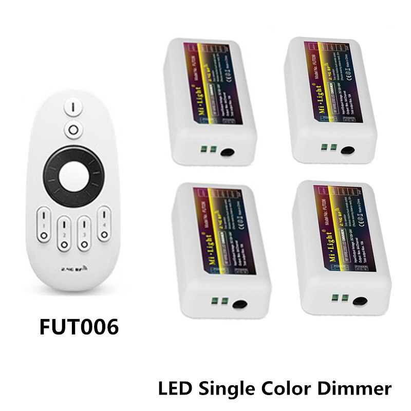 Mi Light, tira de LED de atenuación de un solo Color con 2,4G, Control remoto inalámbrico RF de 4 zonas para 3528 5050, regulador de intensidad ajustable