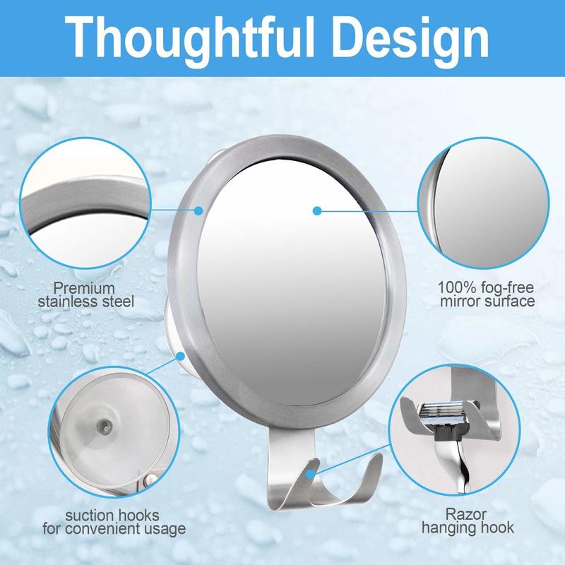 Badeværelse sugekop anti-tåge spejl aluminiumslegering krog brusebad barberspejl brand opgradering gratis stansning bruserspejl
