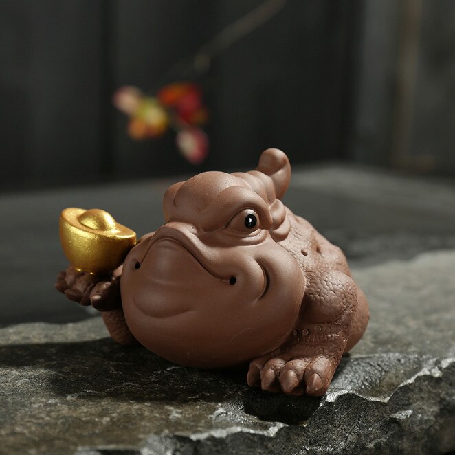 Toad thé ornements pour animaux de compagnie violet argile violet sable thé pour animaux de compagnie à la main en céramique thé accessoires décoration de la maison artisanat thé outils: Rouge