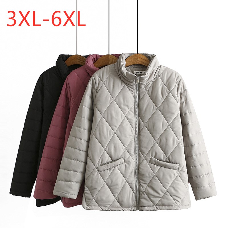 Dames Herfst Winter Plus Size Gewatteerd Jack Voor Vrouwen Grote Lange Mouwen Losse Dikke Gewatteerde Rits Jas 3XL 4XL 5XL 6XL