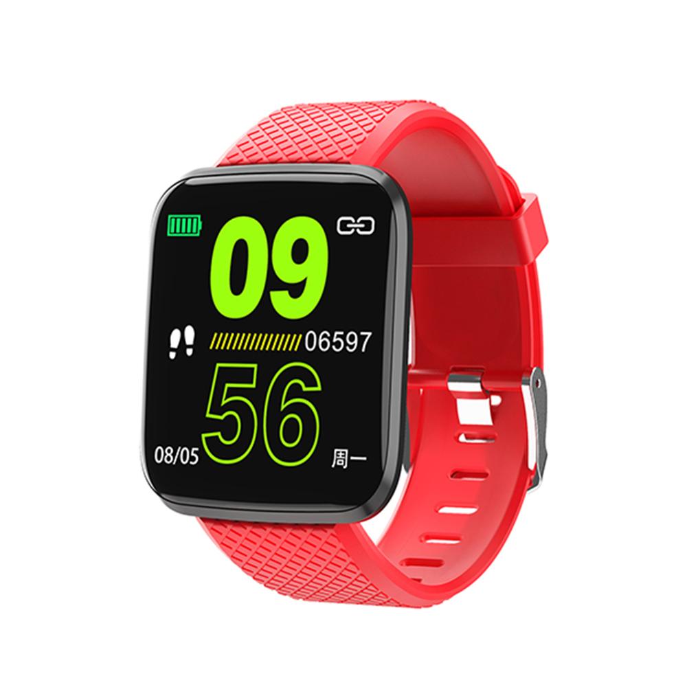 D13 Sport LCD Smart Uhr Wasserdichte Fitness Tracker Blutdruck Smartwatch Herz Rate Monitor Männer Uhr Band Für Android IOS: Rot