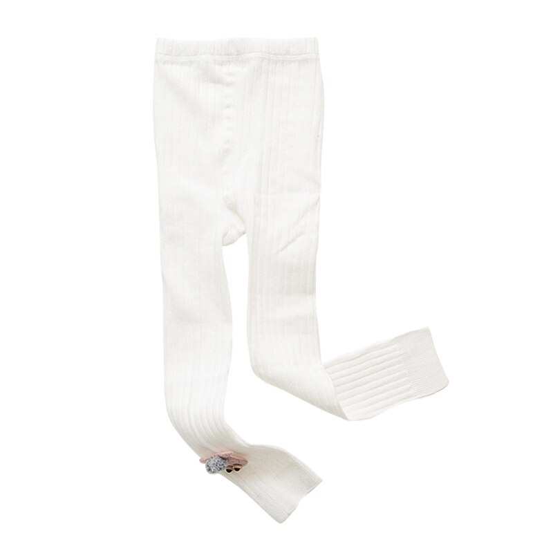 Mallas para niña, pantalones gruesos de invierno para niña, pantalones con cintura elástica, mallas térmicas con dibujos animados: Blanco / L