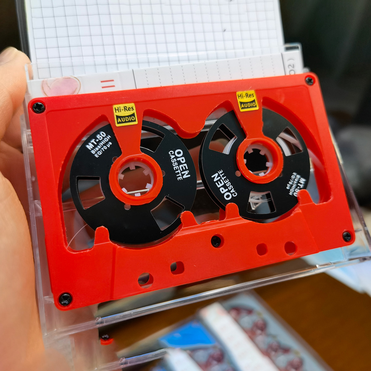 Audio Cassette Reel to Reel Tape Cassette 50 Minute Blank Tape Double Sided Metal Reel Hollow Case Self-made: Blue