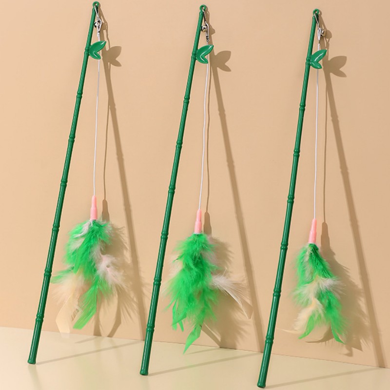 Brinquedo do gato auto oi brinquedos de penas para gatos vara mordida resistente pena gatos brinquedo com sino engraçado gato brinquedos interativos suprimentos para animais de estimação