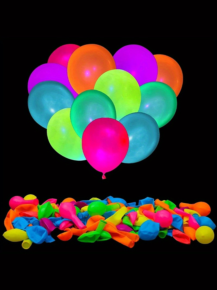 12 pièces ballons lumineux néon réutilisables lueur dans la nuit ballon néon lueur ballon de fête 6 couleurs fluorescentes décor de fête d'anniversaire enfants: Default Title