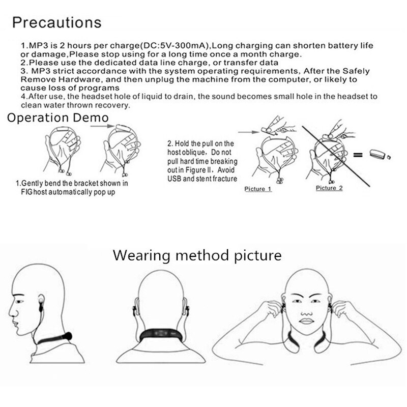 8 GB Lettore Musicale MP3 Impermeabile Subacquea Nuoto Immersioni Surf sport fascia da collo Auricolare stereo terme Surf subacqueo Handsfree FM Radio