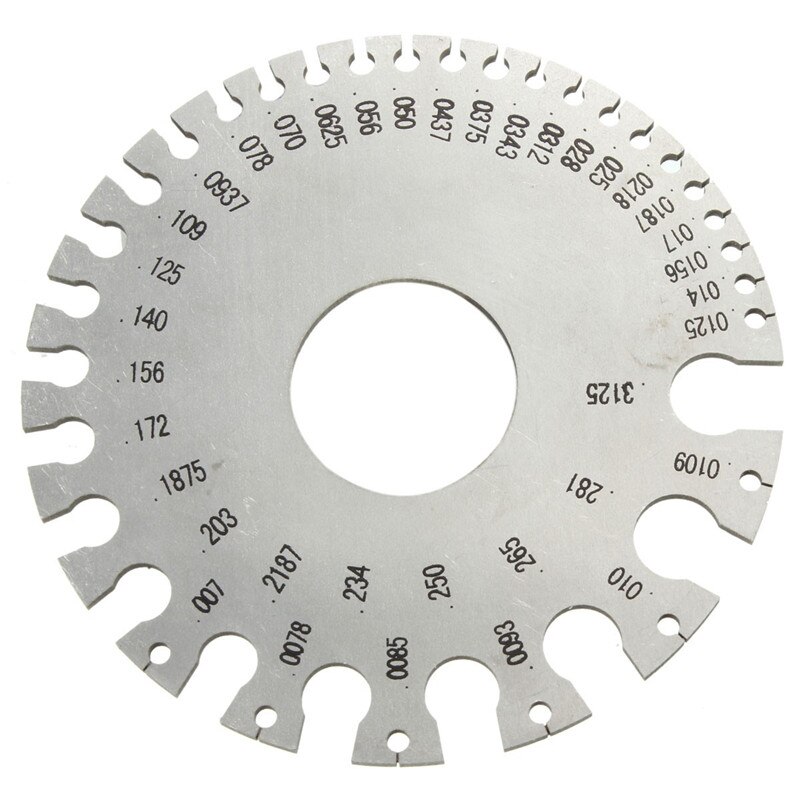 Thickness Measuring Gauge 0.3125"-0.007" Scale Stainless Steel Round Diameter Gage Tool For Non-ferrous Wire And Metal