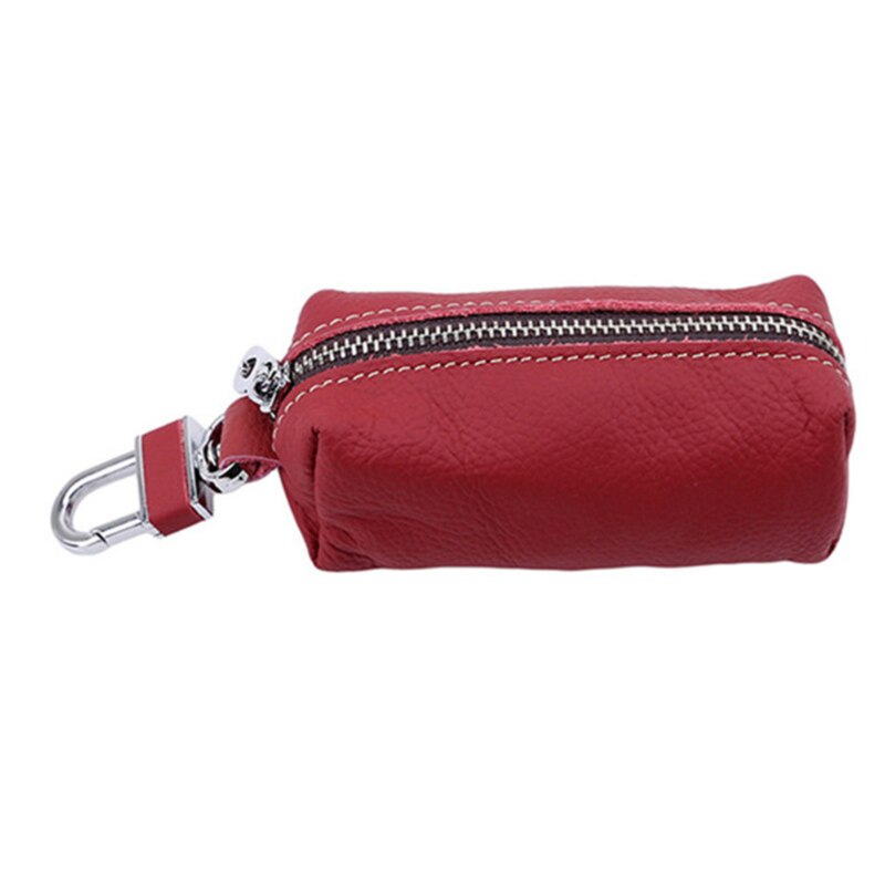 Portable Car Keys Wallets Leather Male Key Holder Organizer Housekeeper Women Keychain Purse Key Ring Bag Keys Case Pouch: wine red