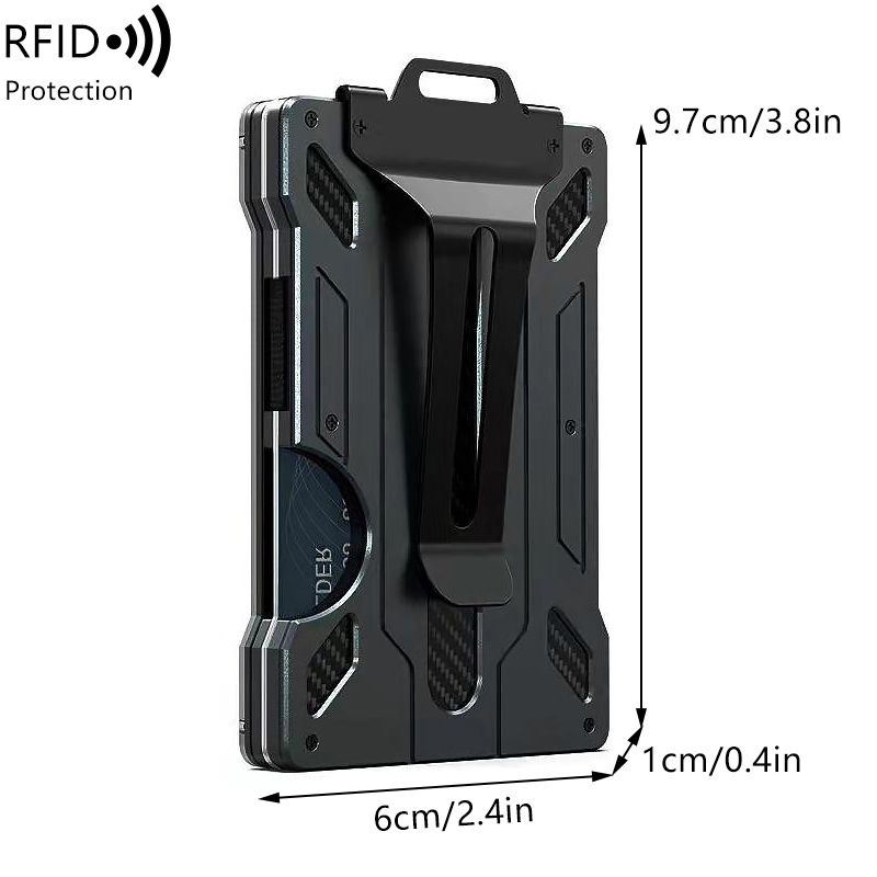 Pince à billets pour carte de crédit en métal et aluminium ultra-mince à la avec porte-carte portefeuille durable en fibre de carbone pour carte d'identité transparente