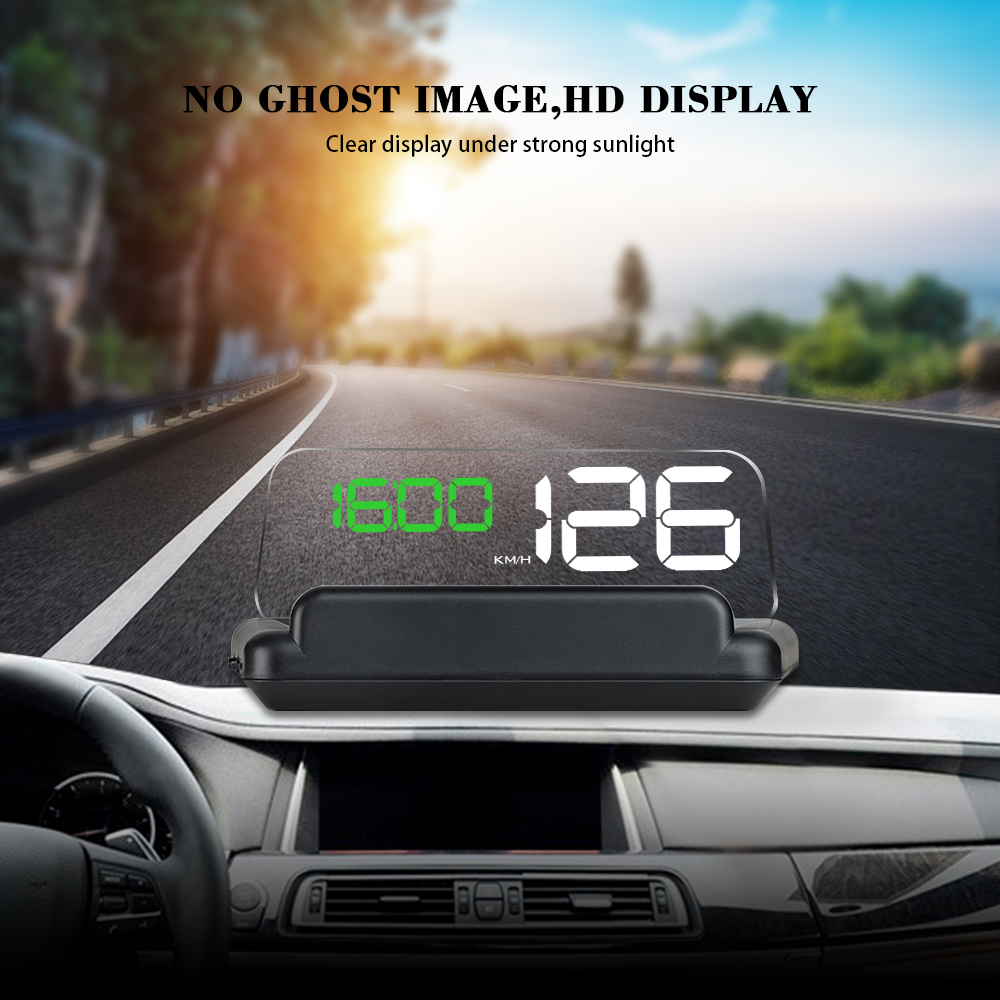 C500 Hud Auto Head Up Display OBD2 Met Spiegel Projectie Digitale Auto Snelheid Projector Security Overspeed Rpm Voltage Alarm Systeem: green