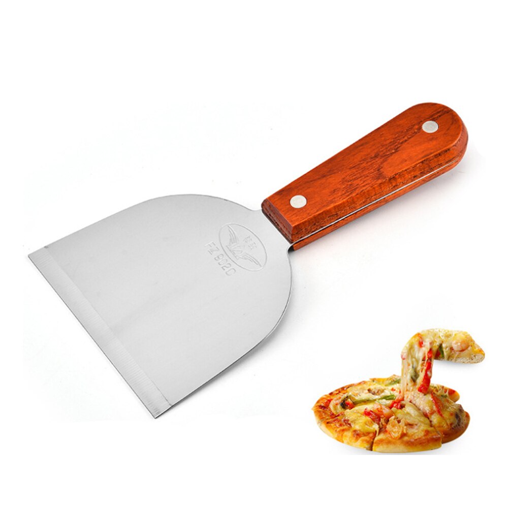 1pc stekspade spade träskaft pannkakor spatel pizzaserver kökstillbehör (brun + silver)