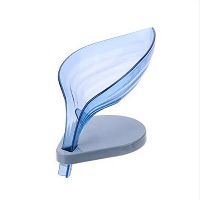 Sugekoppen såpeboks utsøkt vertikal sugekopp avløp såpe stativ blad-type toalett vaske såpe stativ: Blå