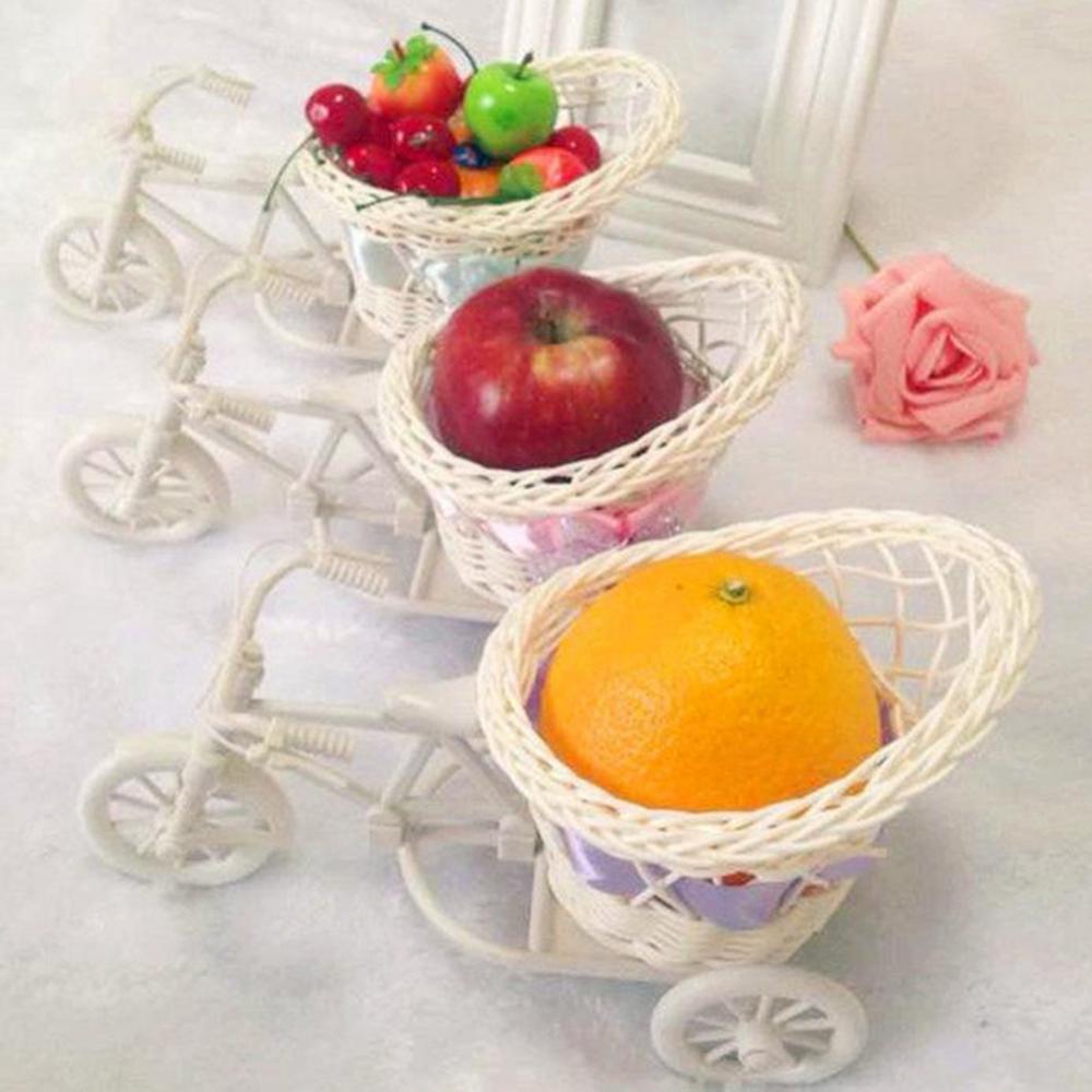 Cesta de flores de ratán, jarrón, triciclo, modelo de bicicleta, hogar, jardín, decoración del banquete de boda, decoración romántica y encantadora, figuritas en miniatura