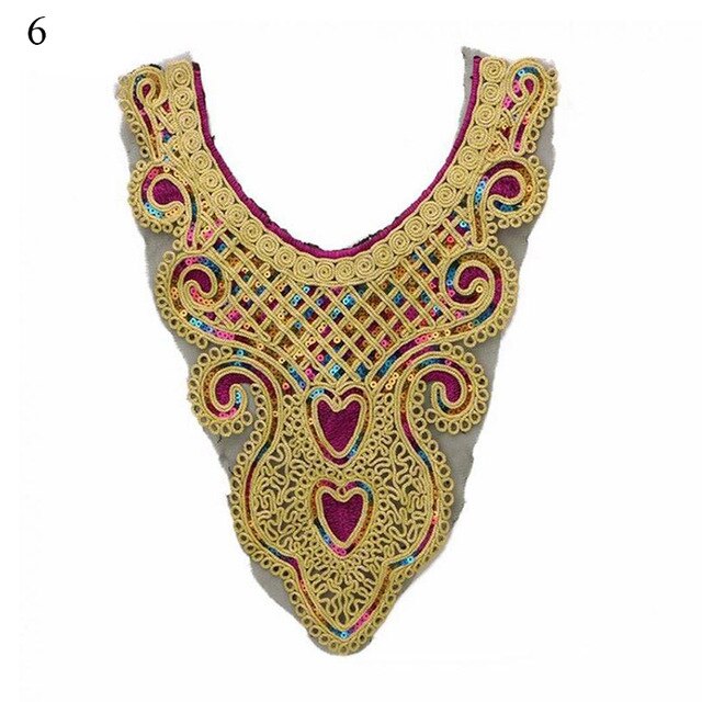 Kobiety dekolt haftowane szyi wykończenia koronki fałszywy kołnierz etniczne z pałąkiem na szyję Collarband szycia na łaty robić naszycia DIY Wykonany ręcznie wykończenia: 6