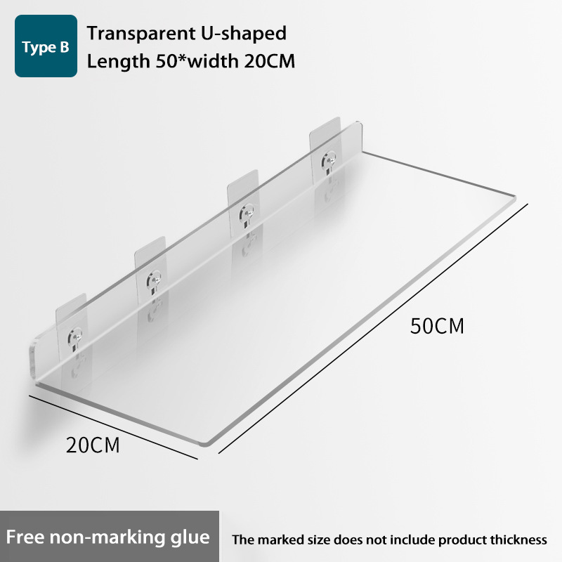 Wall-mounted Acrylic Storage Rack Removable Bathroom Shower Organizer Kitchen & Wardrobe Accessories Self-Adhesive Storage Shelf: Bronze