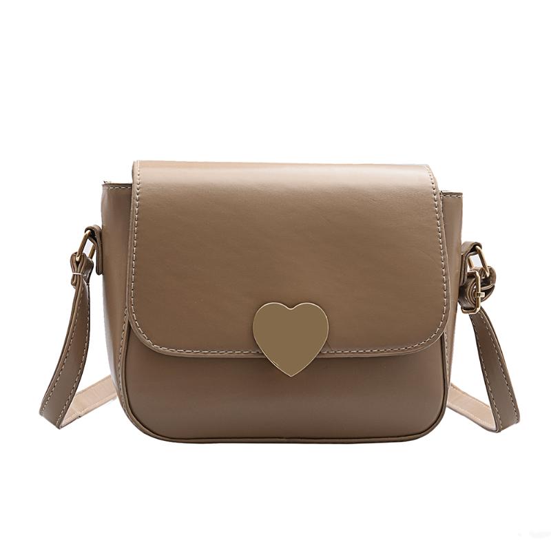 Moda de couro do plutônio ombro saco do mensageiro das mulheres cor sólida crossbody satchel sacos retro metal amor fivela pequenas bolsas