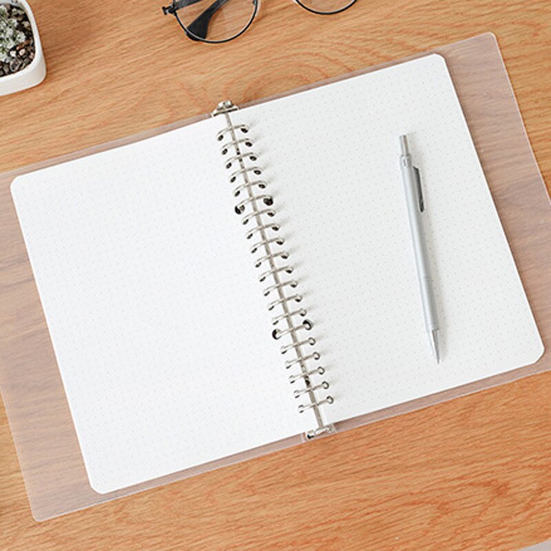 Stationery Translucence Binder A4/B5/A5 Loose-Leaf PP Shell Porous Paper Clip Folder File Organizer Office Accessory