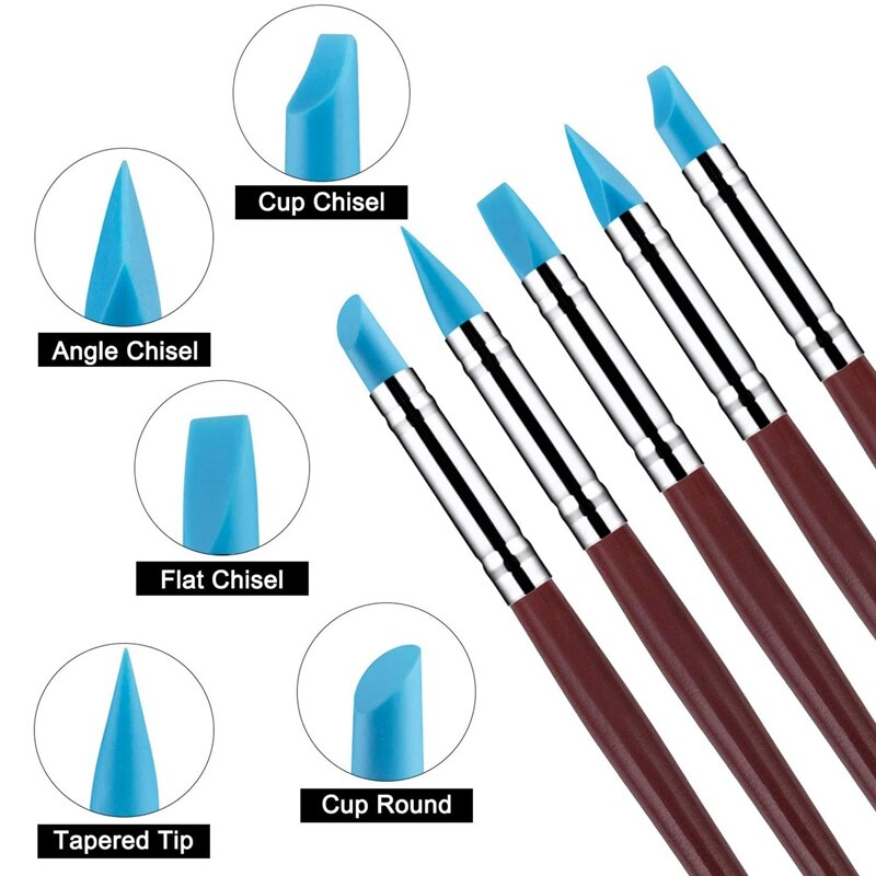 BMBY-10Pcs Silicone Clay Sculpting Tool, Modeling Dotting Tool & Pottery Craft Use for DIY Handicraft