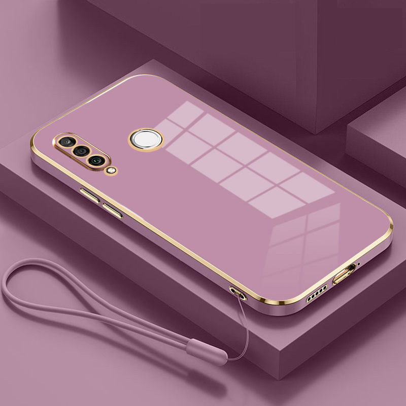Para Huawei P30 lite funda Huawei P30 lite funda de teléfono MAR-LX1A MAR-LX3A MAR-LX2J funda de lujo chapada cuadrada cubierta trasera a prueba de golpes: Castaño