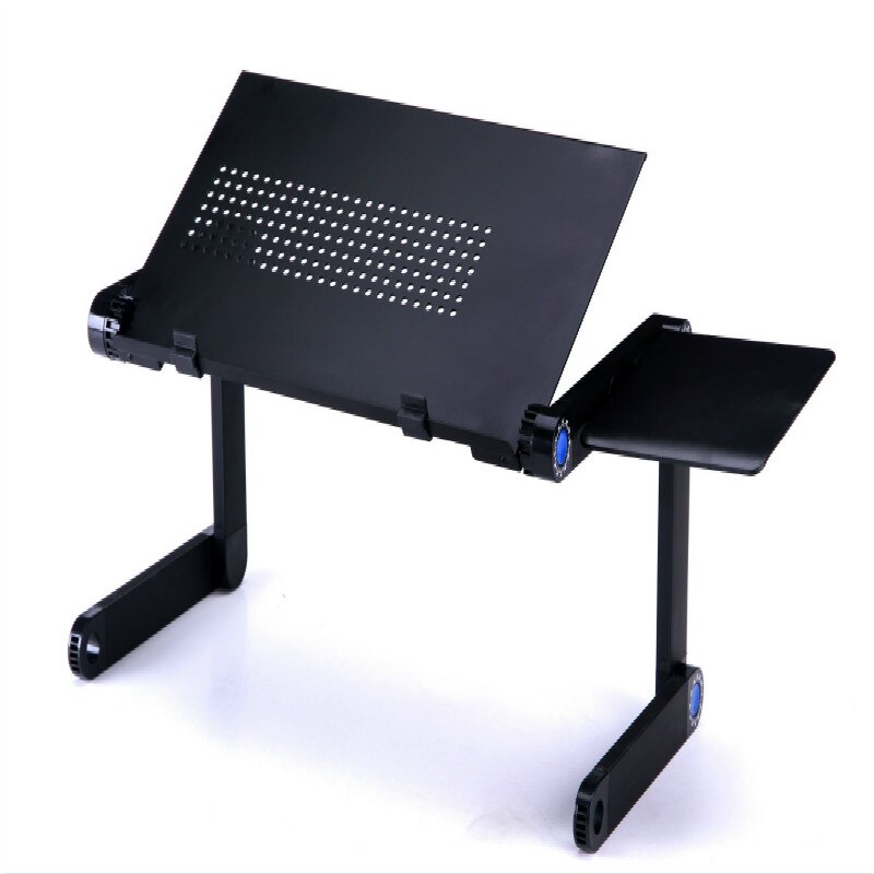 Hopfällbart laptopbord, justerbart laptopställ, bärbart laptopbord med 2 kylfläktar och musbricka skrivbord för laptop